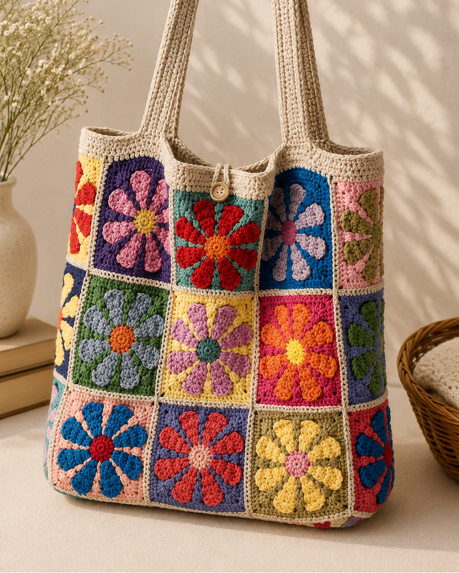 Multicolour flowers tote bag