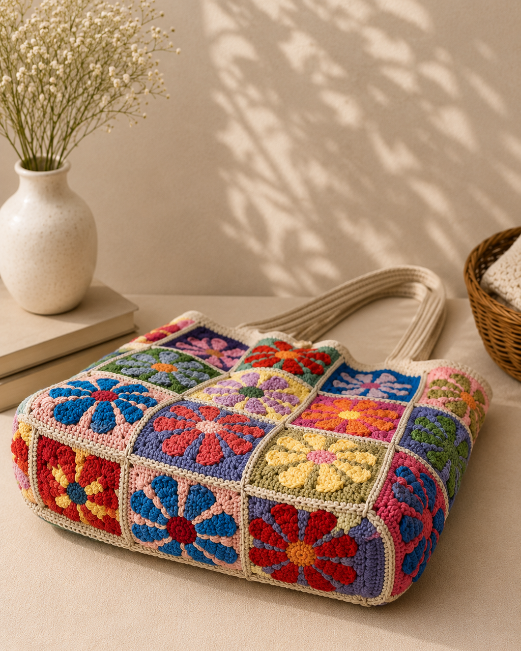 Multicolour flowers tote bag