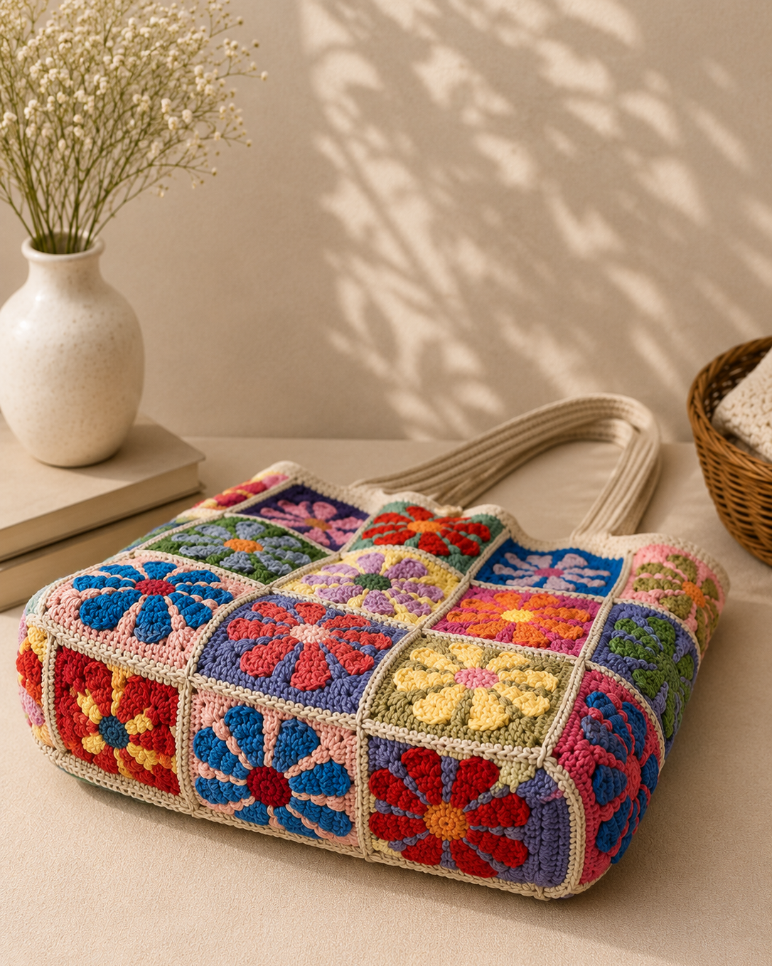 Multicolour flowers tote bag