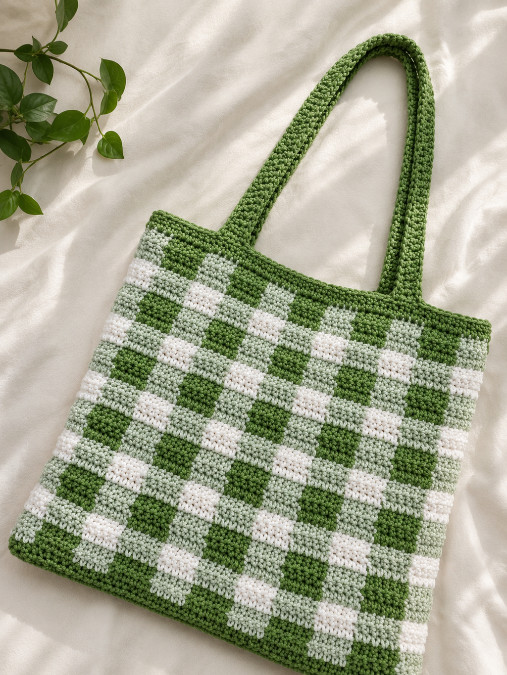 Green tote checkered